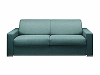 Express converteerbare 4-zitsbank in blauwe stof - slaapplaatsen 160 cm - matrassen 14 cm - afbeelding 2 van  3