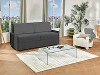 Express converteerbare 4-zitsbank in grijze stof - slaapplaatsen 160 cm - matrassen 22 cm - afbeelding 3 van  6