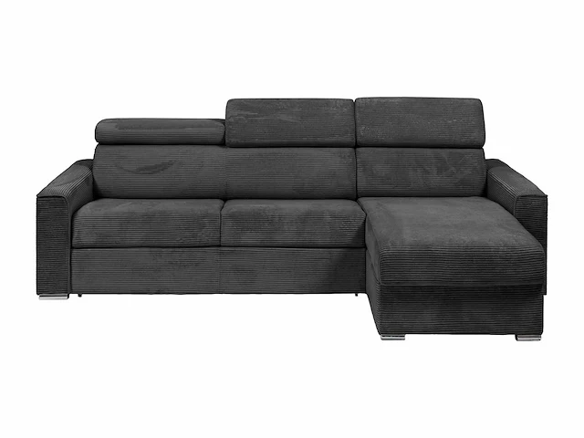 Express converteerbare omkeerbare hoekbank in antracietgrijs corduroy - bed met brede latten 160 cm - matras 22 cm traagschuim - afbeelding 3 van  7