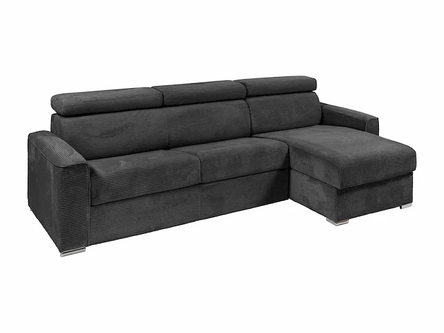 Express converteerbare omkeerbare hoekbank in antracietgrijs corduroy - bed met brede latten 160 cm - matras 22 cm traagschuim - afbeelding 4 van  7
