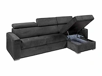 Express converteerbare omkeerbare hoekbank in antracietgrijs corduroy - bed met brede latten 160 cm - matras 22 cm traagschuim - afbeelding 6 van  7