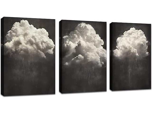 Fajerminart moderne zwart-wit canvas "wolken" (3 stuks) - afbeelding 1 van  3
