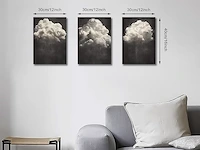 Fajerminart moderne zwart-wit canvas "wolken" (3 stuks) - afbeelding 3 van  3