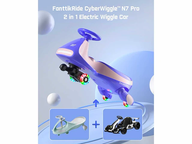 Fanttikride 12v n7 pro draaibare elektrische auto met pedalen - afbeelding 3 van  9