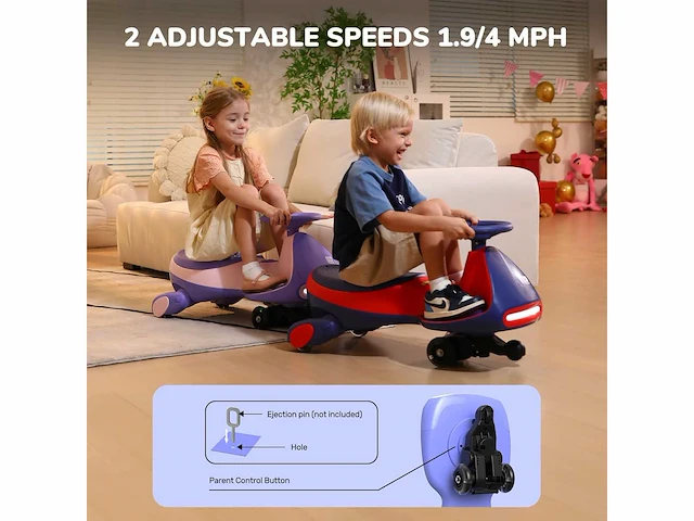 Fanttikride 12v n7 pro draaibare elektrische auto met pedalen - afbeelding 6 van  9