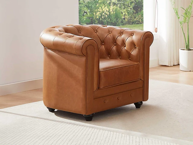 Fauteuil - camel rundleer - afbeelding 1 van  6