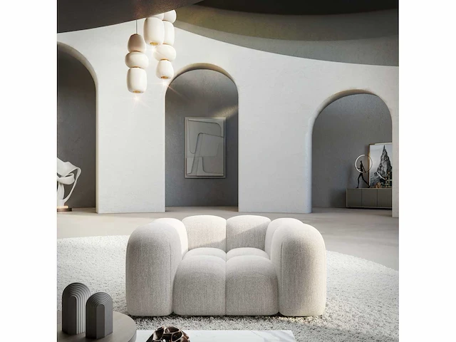 Fauteuil - witte structuurstof - afbeelding 2 van  8