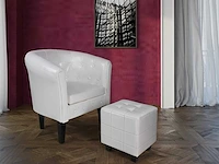 Fauteuil met poef - pu - wit - afbeelding 1 van  3