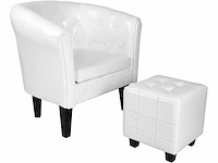 Fauteuil met poef - pu - wit - afbeelding 3 van  3