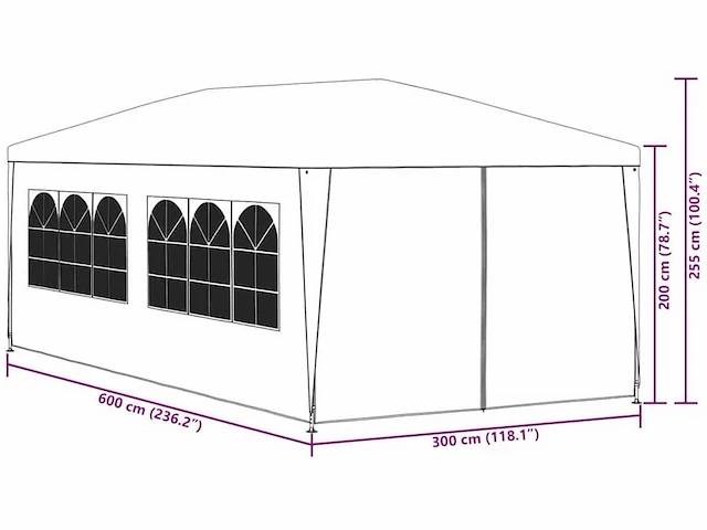 Feesttent 3x6 m antraciet - afbeelding 5 van  7