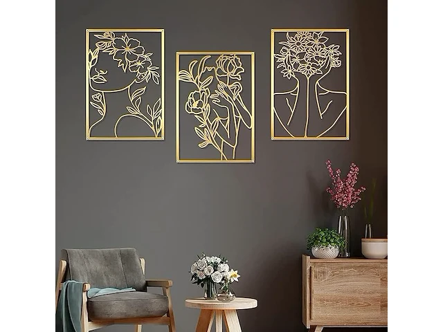 Fengman 3-delige set gouden wanddecoratie - afbeelding 1 van  2