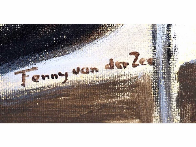 Fenny van der zee - zittende man met pijp en wandelstok - olie op doek - afbeelding 2 van  5