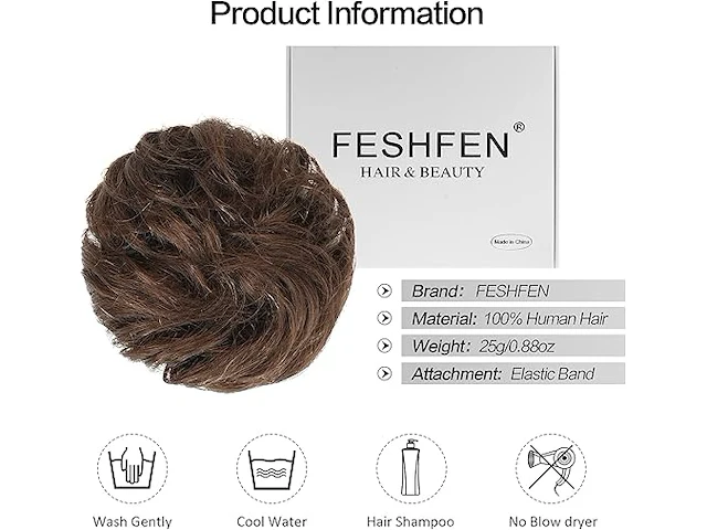 Feshfen 100% menselijk haar knot extensie - afbeelding 3 van  4