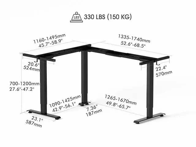 Fezibo - l-vormig verstelbaar bureau - 160 x 120 - afbeelding 10 van  10