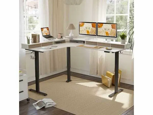 Fezibo - l-vormig verstelbaar bureau - 160 x 120 - afbeelding 1 van  10