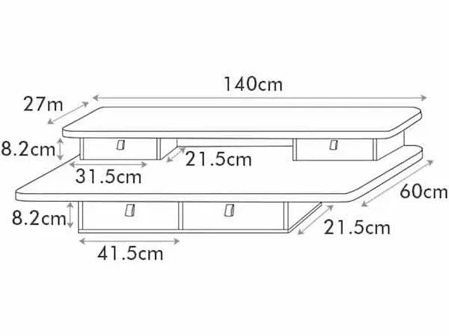Fezibo bureau 140 * 60 cm - met 4 lades - afbeelding 3 van  3