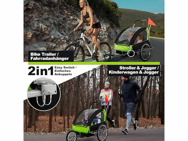 Fietskar – 2 zitplaatsen, voor kinderen vanaf 12 maanden - afbeelding 3 van  7