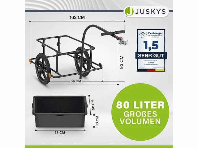 Fietskar 90 liter - vrachtaanhanger met trekhaak - afbeelding 2 van  2