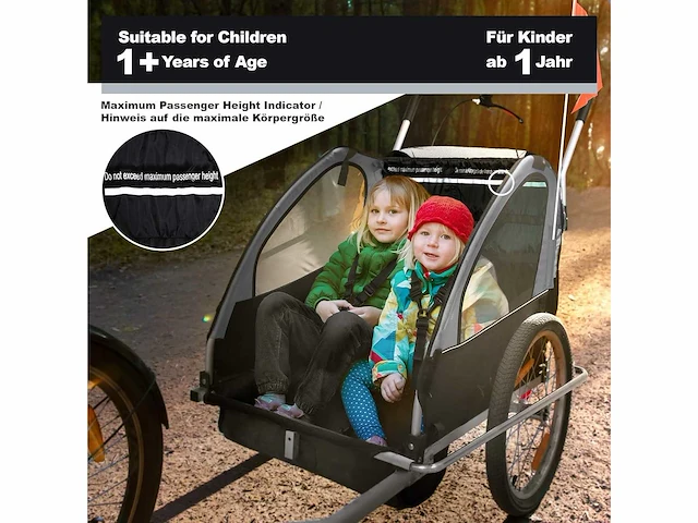 Fietskar voor kinderen - 2 zitplaatsen, opvouwbaar - afbeelding 7 van  10
