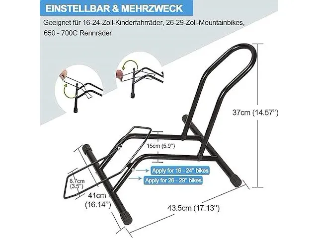 Fietsstandaard, verstelbare fietsparkeerstandaard - afbeelding 2 van  4