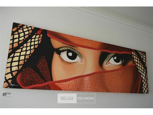 Figuratief schilderij gesluierde vrouw - afbeelding 1 van  4