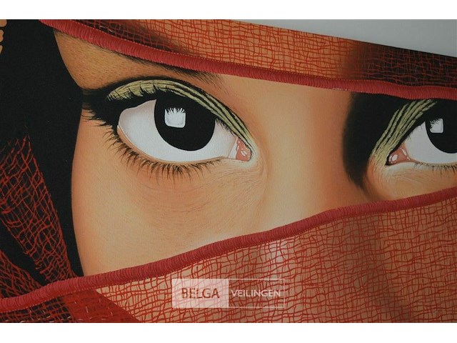 Figuratief schilderij gesluierde vrouw - afbeelding 2 van  4