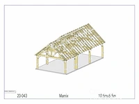 Fijnspar carport 10,5x5,5 inclusief gevel beplanking - afbeelding 12 van  32