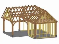 Fijnspar poolhouse 6x6m met dak en wandbekleding - afbeelding 5 van  30