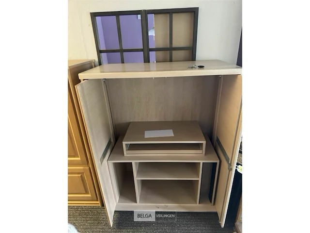 Fineer eiken computerkast h150xb120xd58 cm - afbeelding 1 van  4