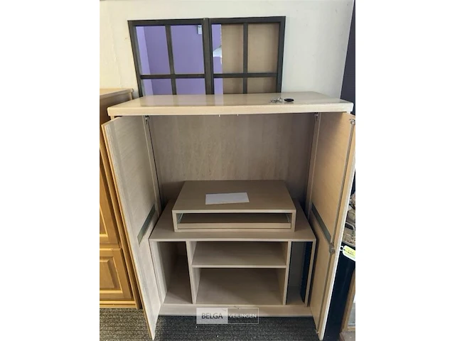 Fineer eiken computerkast h150xb120xd58 cm - afbeelding 2 van  4