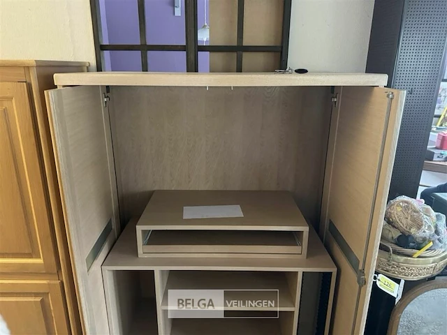 Fineer eiken computerkast h150xb120xd58 cm - afbeelding 3 van  4