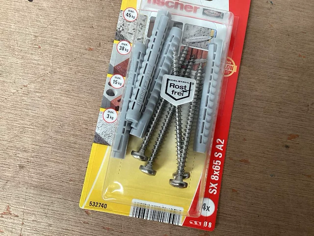 Fischer 532740 nylon plug met rvs schroef 6x80 blister 4 stuks (40x) - afbeelding 2 van  6