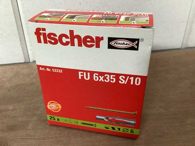 Fischer 53332 hollewandplug 6x35 met schroef, doos 25 stuks (128x) - afbeelding 1 van  4