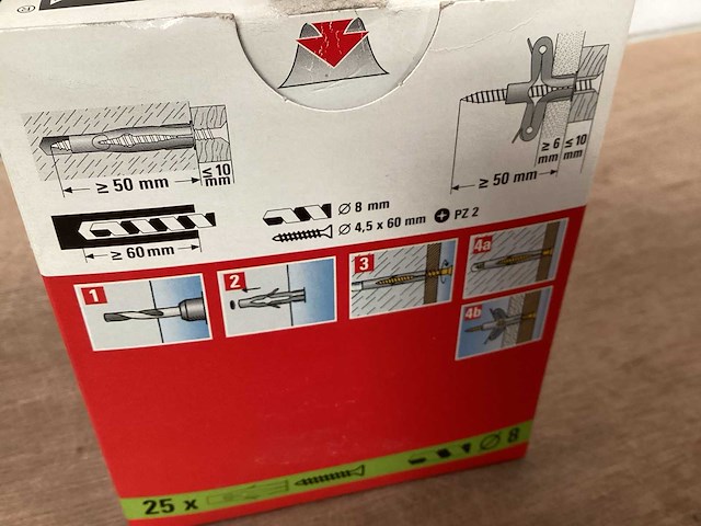 Fischer 53334 hollewandplug 8x50 met schroef, doos 25 stuks (63x) - afbeelding 3 van  4