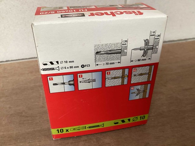 Fischer 53336 hollewandplug 10x60 met schroef, doos 10 stuks (108x) - afbeelding 4 van  5