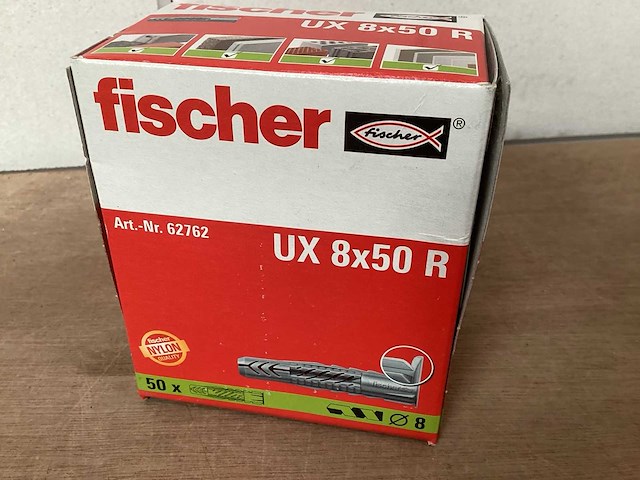Fischer 62762 ux plug 8 x 50, doos 50 stuks (34x) - afbeelding 1 van  4