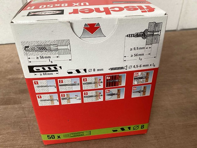 Fischer 62762 ux plug 8 x 50, doos 50 stuks (34x) - afbeelding 3 van  4