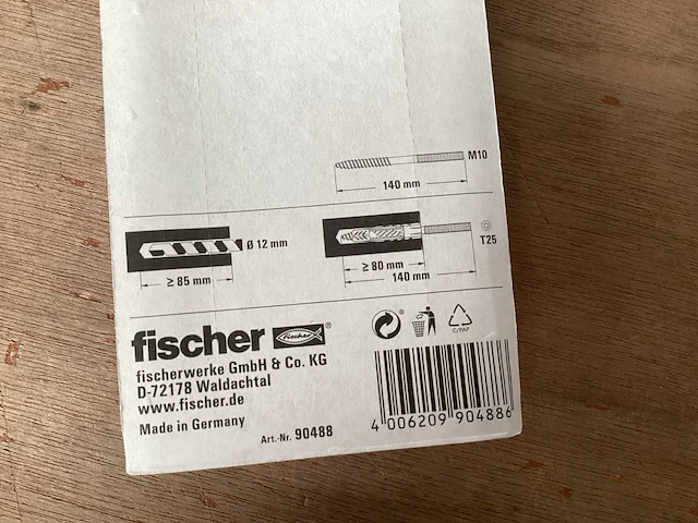 Fischer 90488 nylon plug met stokschroef 10 x 140 blister 4 stuks (29x) - afbeelding 5 van  5