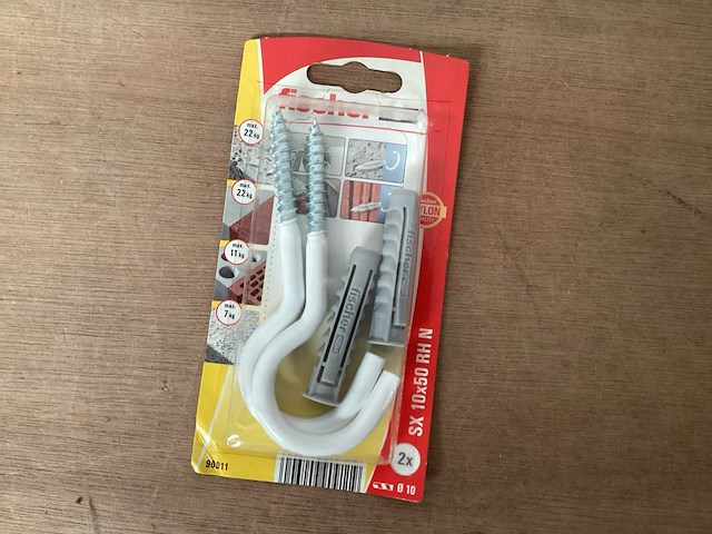 Fischer 90911 schroefhaak 10x50 wit, 2 stuks (30x) - afbeelding 1 van  6