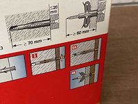 Fischer fu 10x60 s/20 nylon hollewand plug met schroef, doos 10 stuks (42x) - afbeelding 4 van  5