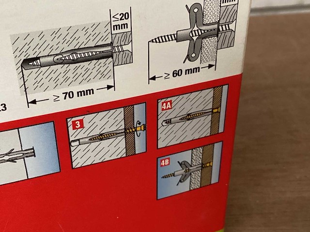 Fischer fu 10x60 s/20 nylon hollewand plug met schroef, doos 10 stuks (81x) - afbeelding 4 van  5