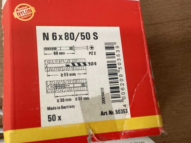 Fischer slagplug 6 x 80, doos 50 stuks (20x) - afbeelding 3 van  3