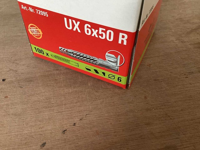 Fischer ux 6x50 r nylon plug, doos 100 stuks (19x) - afbeelding 2 van  4