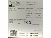 Fisher scientific - accuspin micro 17 - centrifuge - 2021 - afbeelding 2 van  2