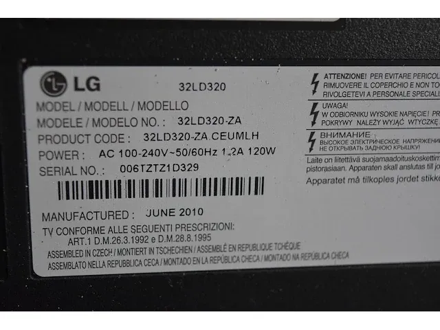 Flatscreen tv lg 32ld320-za (gaat niet aan) - afbeelding 6 van  6