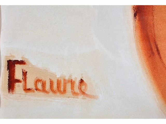 Flaure - ruggelings naakt - gemengde techniek op papier - afbeelding 3 van  8