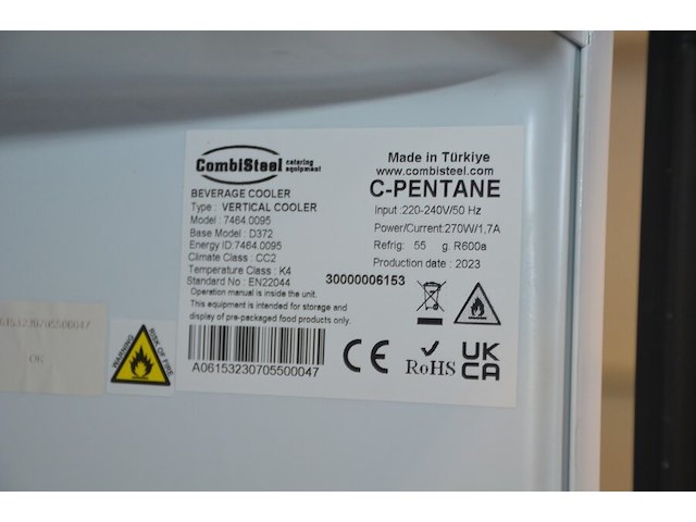 Flessenkoeler 1 glazen deur combisteel - afbeelding 5 van  5