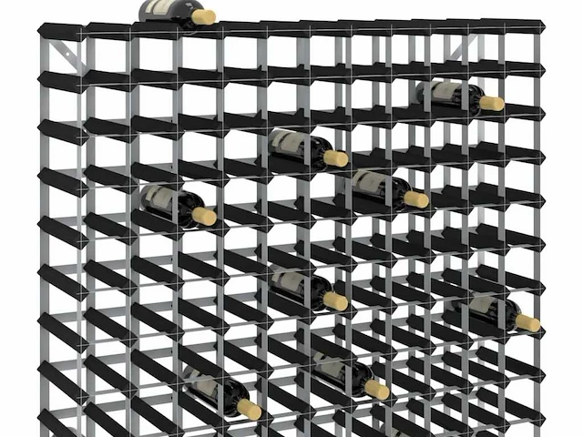 Flessenrek voor 120 flessen - zwart grenen - afbeelding 1 van  6
