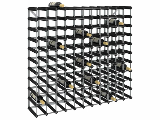 Flessenrek voor 120 flessen - zwart grenen - afbeelding 2 van  6