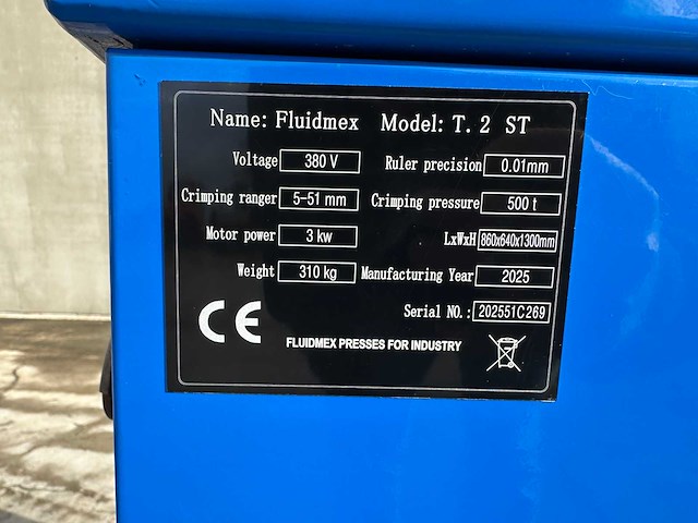 Fluidmex - 2025 - t.2st - hydraulische slangenpers - afbeelding 5 van  13